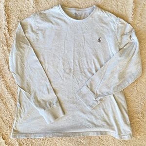 Men’s Large Grey/Oatmeal Long Sleeve Polo Ralph Lauren T-Shirt